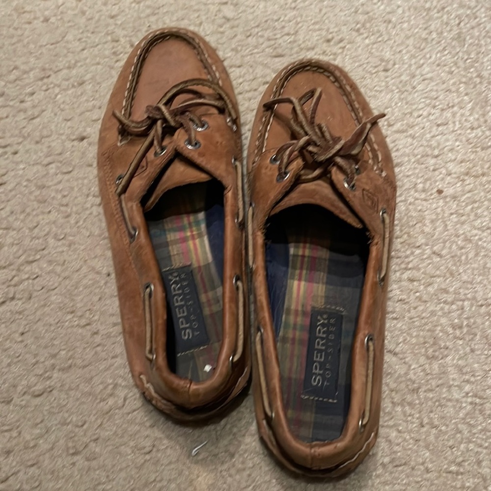leather sperry’s, gently used